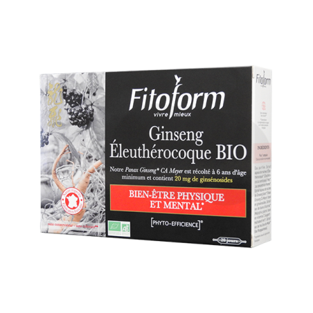 GINSENG & ÉLEUTHÉROCOQUE Bio - 20 ampoules - PHARMACIE VERTE - Herboristerie à Nantes depuis 1942 - Plantes en Vrac - Tisane - E